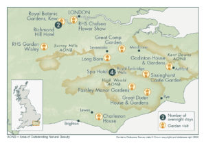 Cheslea Flower Show and the Gardens of Kent Map